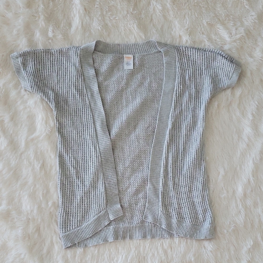 Gymboree Light Gray Open Front Cardigan Sweater Girls Size 7/8